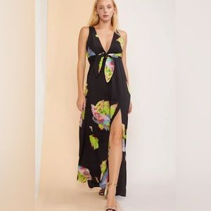 Cynthia Rowley black and floral maxi dress, size 2